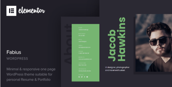 Fabius – One Page Resume WordPress Theme